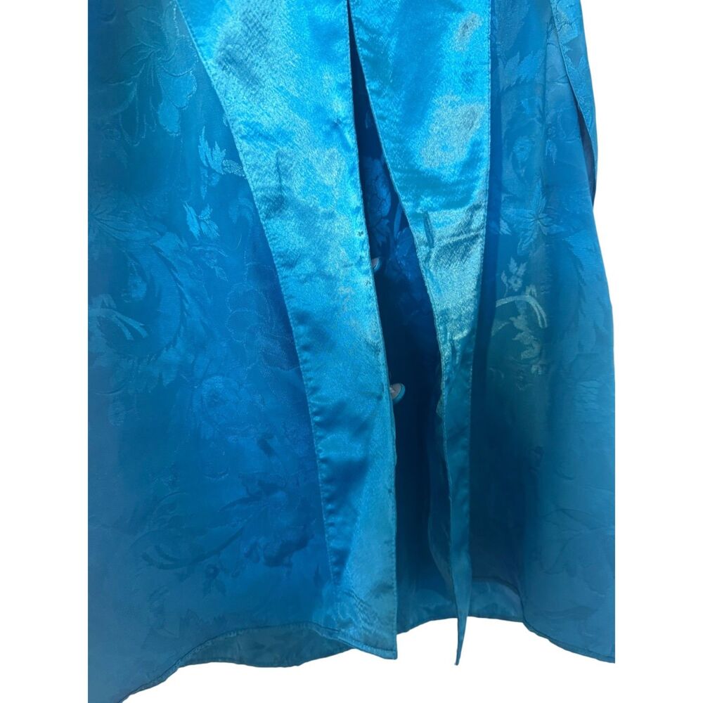 Vintage Victorias Secret Gold Label Top Size XS P Teal Blue Satin Floral Jacquar - Picture 9 of 15